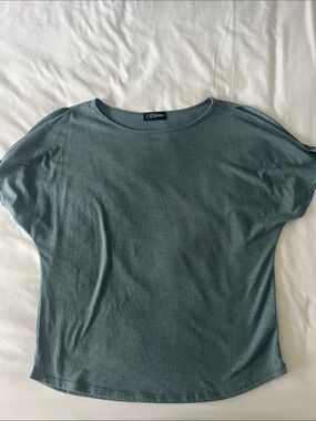 Women’s Slate Green Scoop Neck Short Sleeve Top